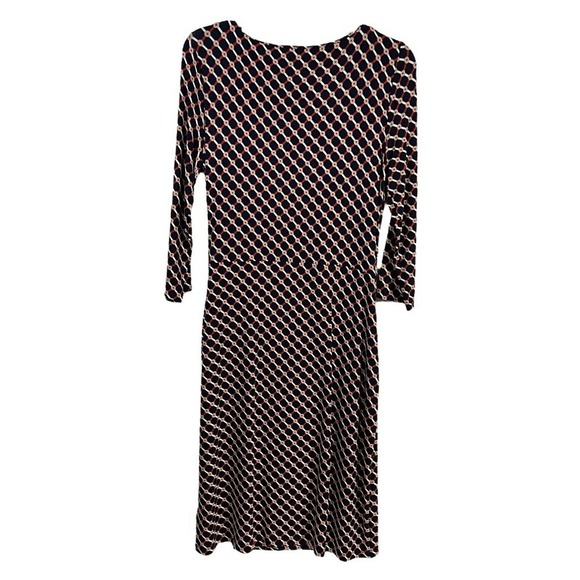 Talbots‎ Dress M Multicolor Faux Wrap Geometric Print 3/4 Sleeve Stretch Retro - Picture 5 of 6